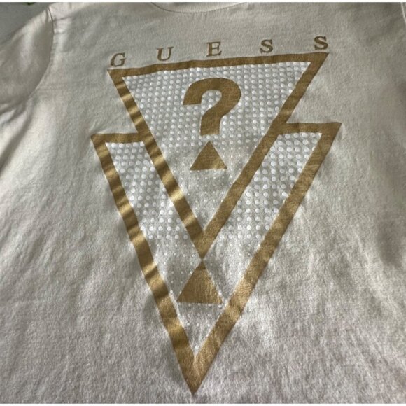 Guess Kids Beige T-Shirt & Shorts Set L (7) Logo Design Cotton & Polyester - Picture 8 of 10